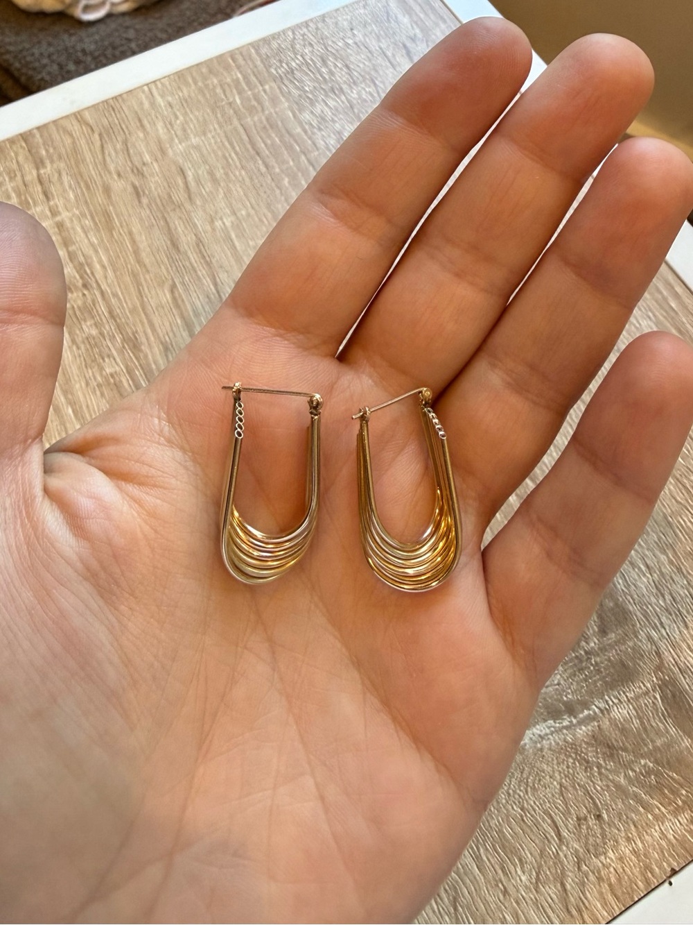 Vintage 14K Yellow Solid Gold U Hoop Earrings 4.46 grams